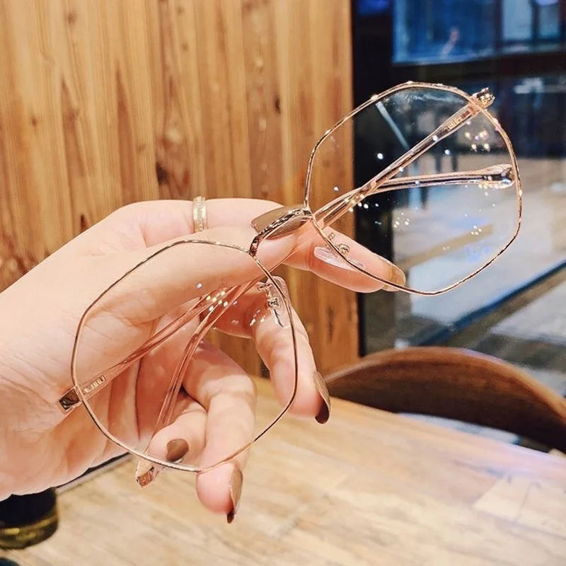 Fashion Ultra-Light Polygon Frame Anti-blue Light Glasses Unisex Reading Eyewear UV400 Shades Flat Mirror Eyeglasses