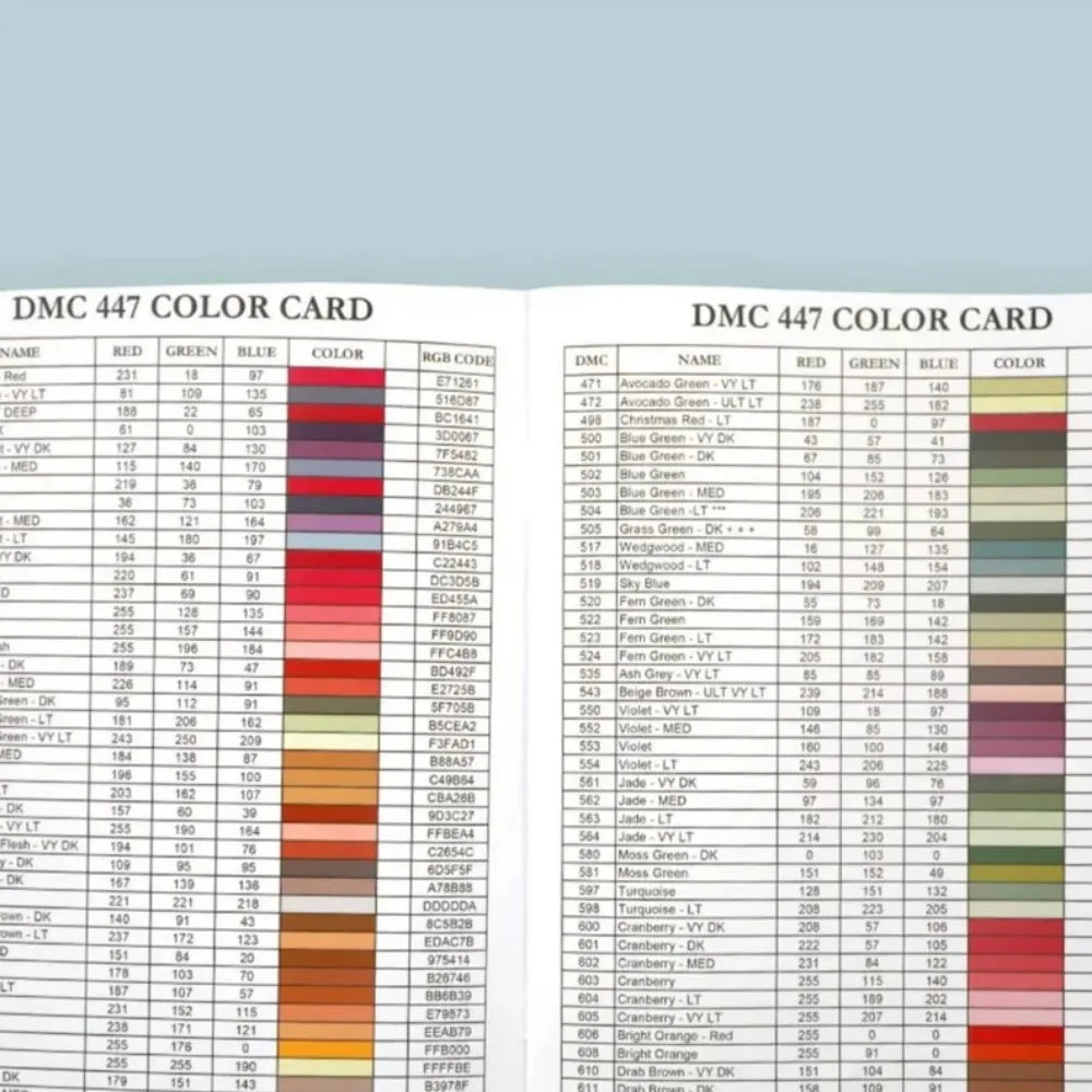 5D Diamond Painting Tools Series 447 DMC Diamond Color Card Book, Rhinestone Color Identification Card HD Printing DIY Handcraft