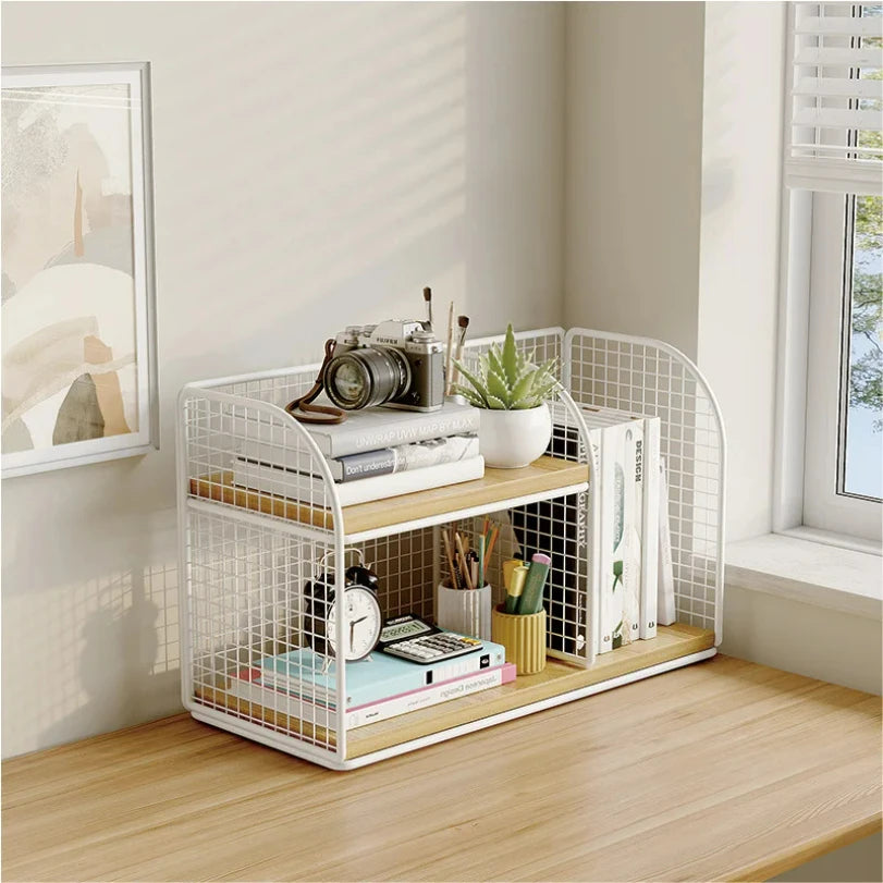 Desktop Bookshelf Tiered Desk Organizer - Durable Bookshelf For Office, Student Desk Shelves Racks Storage Holders Organizer