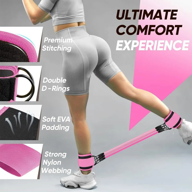 Ankle Resistance Bands with Secure Hold Slip-Proof Cuffs
