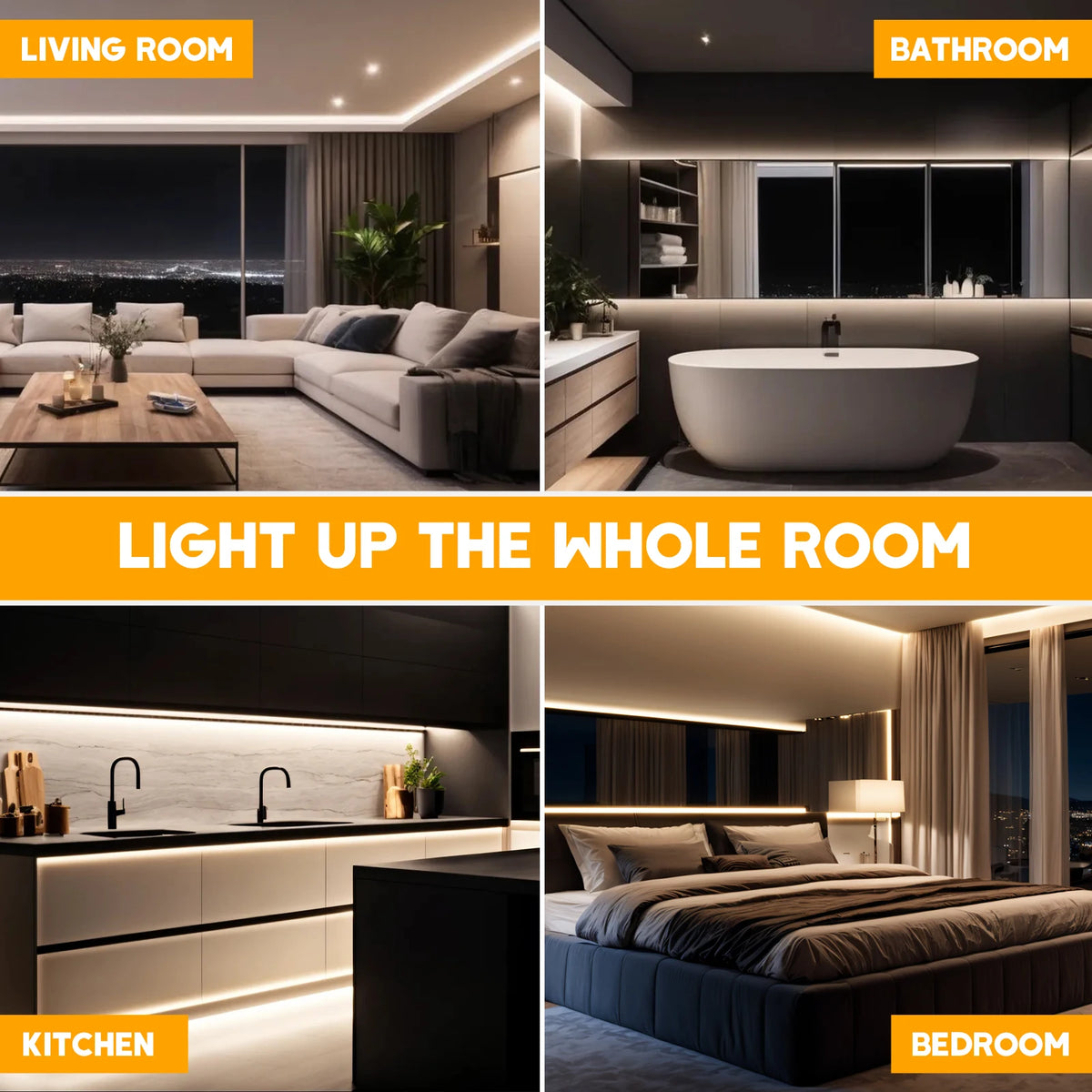 Ultra Bright COB LED Strip Lights 12V 24V 1600LEDs/M Flexible Tape Ribbon 30mm Wide Home Lamp Strip for Room Bedroom Kitchen
