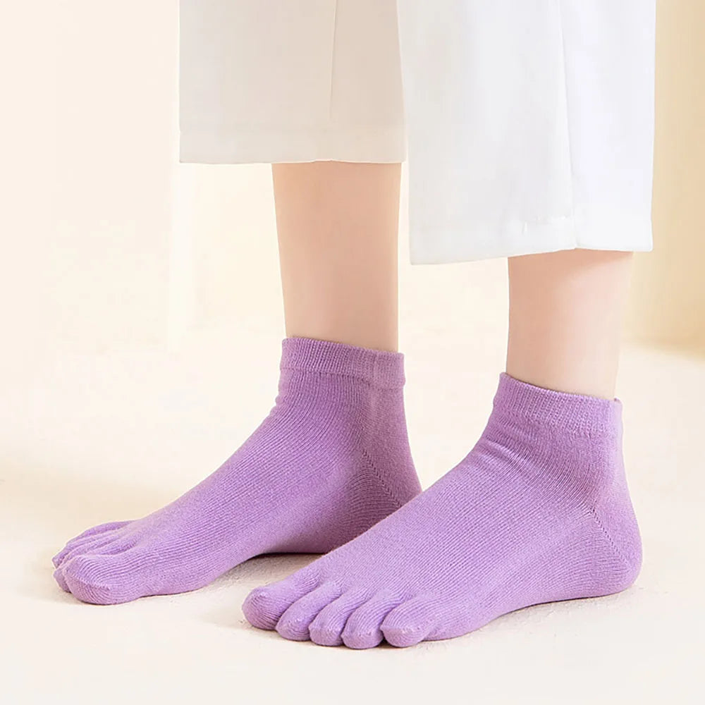 Hot Sale! Women Toe Socks with Separate Fingers Summer Solid Color Cotton Five Finger Socks Women Low Cut Ankle Socks Yoga Sport