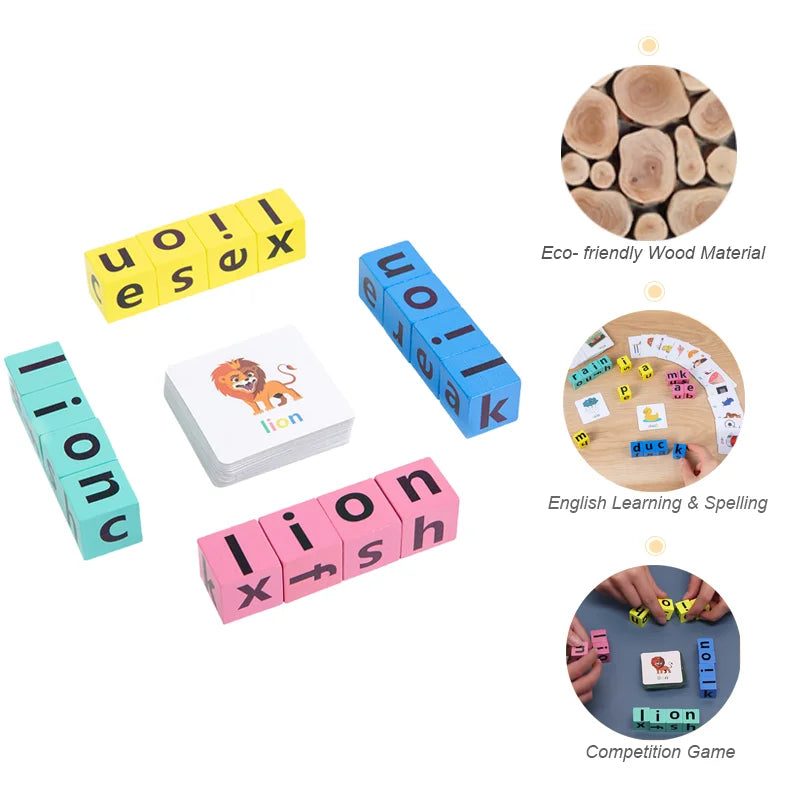 Letter Spelling Block Flash Cards Game English Words Early