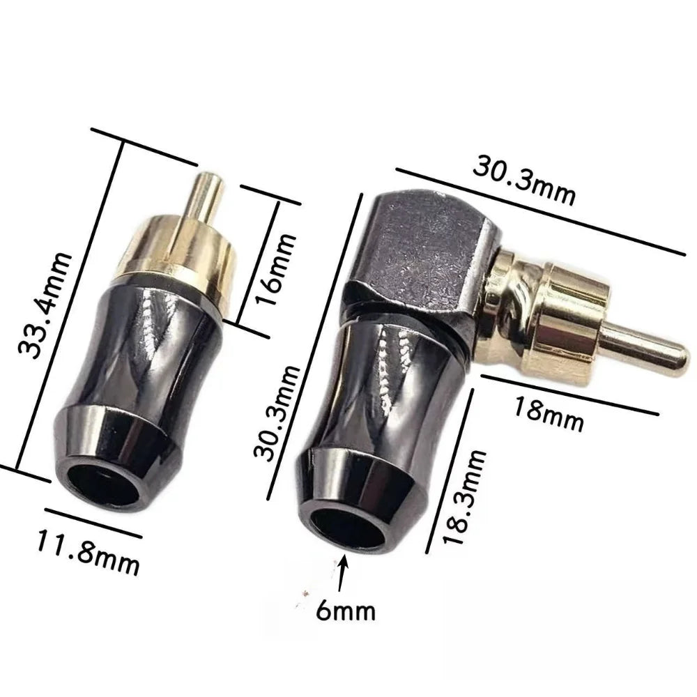 RCA Connector Male L Type 90 Degree Right Angle