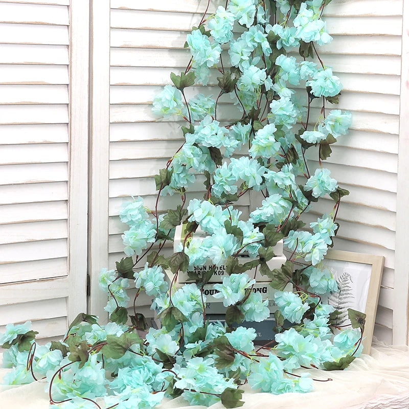Artificial Sakura Flowers Vine Hanging Fake Floral Garland Home