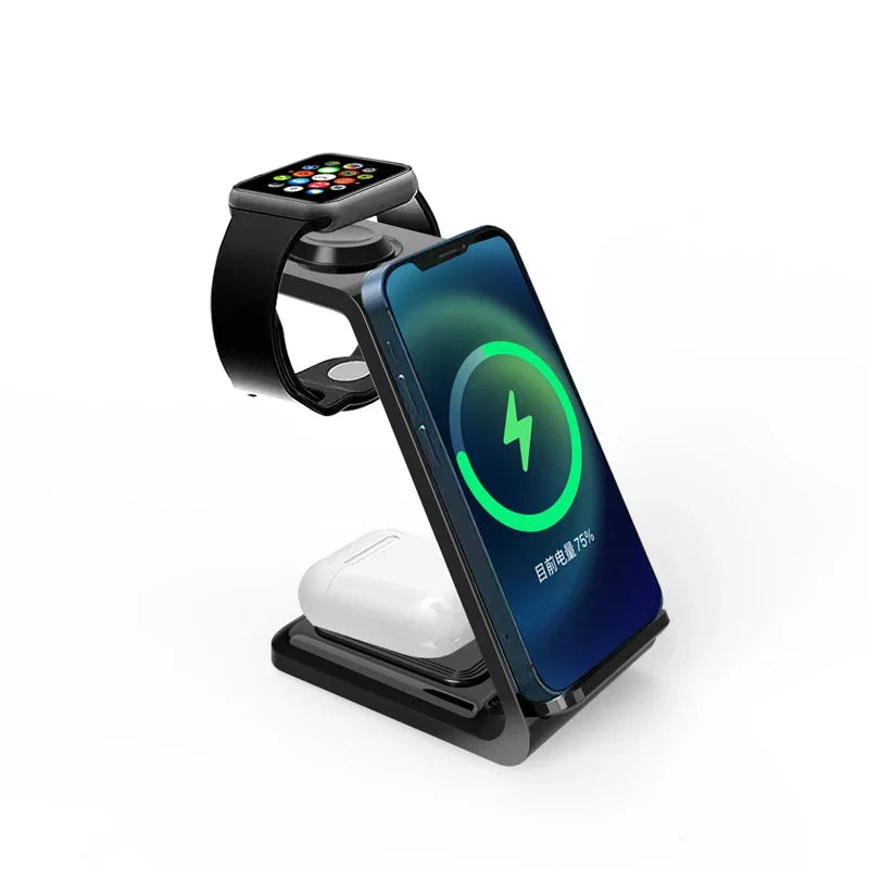 3 in 1 Wireless Charger Stand Fast Charging Dock Station for iPhone 15 14 13 12 11 X 8 Apple Watch 8 7 6 iWatch Airpods Pro