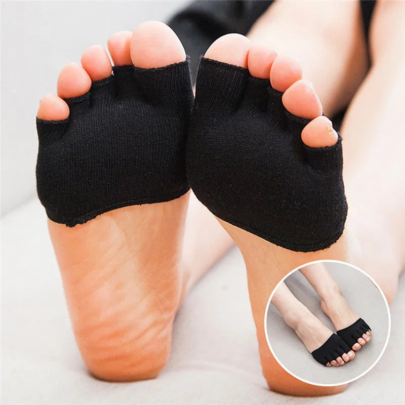 1 Pair Women Five Finger Socks Sweat Absorb Invisible Soft Foot Care Unisex Breathable Forefoot Nursing Toe Socks