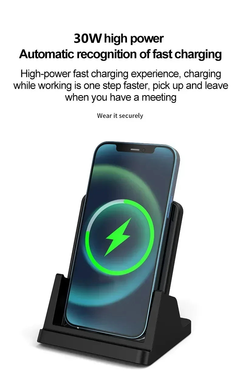 15W Wireless Charger Pad Stand Desktop Ultra-thin Mobile Phone Fast Charging Dock Station For iPhone 15 14 13 12 Samsung Xiaomi