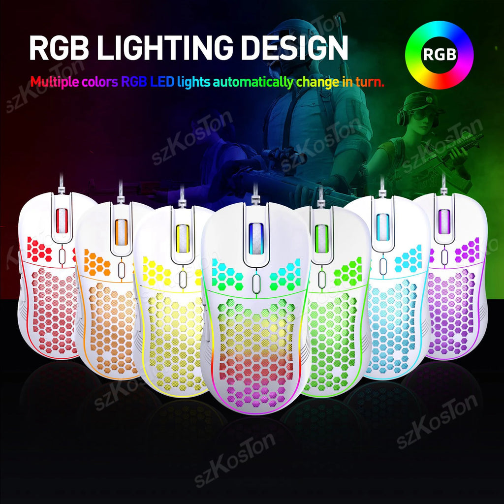 Honeycomb Wired RGB Gaming Mouse, 7200 DPI