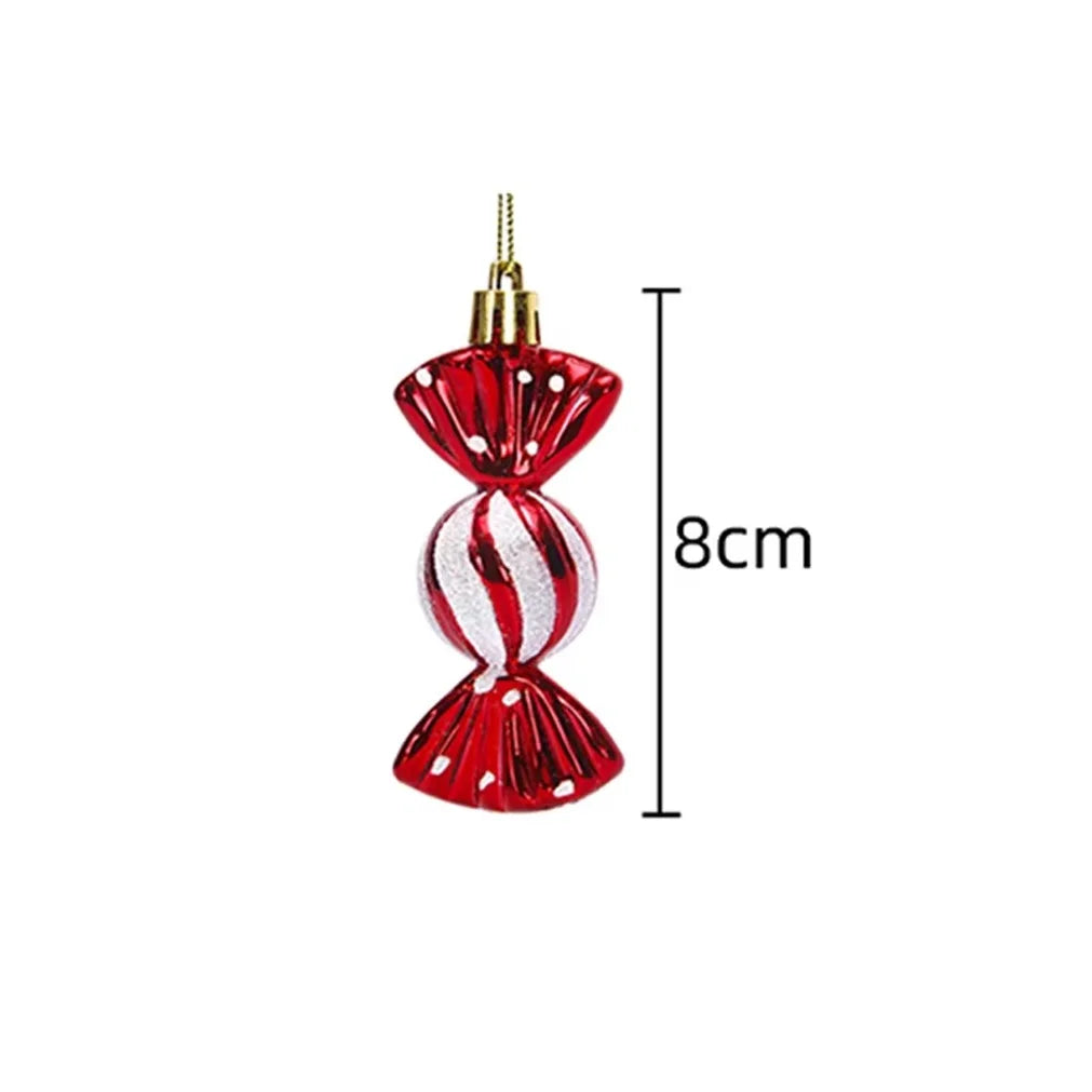 6pcs Christmas Candy Cane Pendant Xmas Tree Hanging Ball Ornaments Christmas Decorations for Home 2026 New Year Gift
