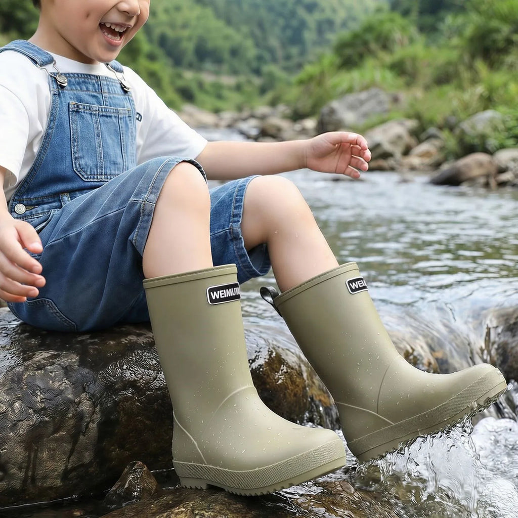 Fashionable Women's Mid-Calf Rain Boots Waterproof Slip-Resistant Outdoor Shoes
