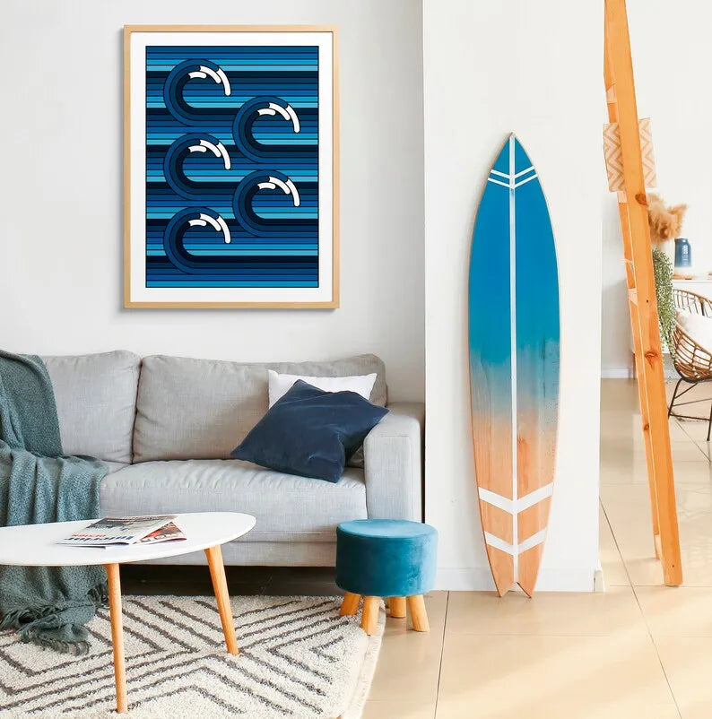 Japanese Contemporary Tokyo Artworks Poster Big Sunrise Waves