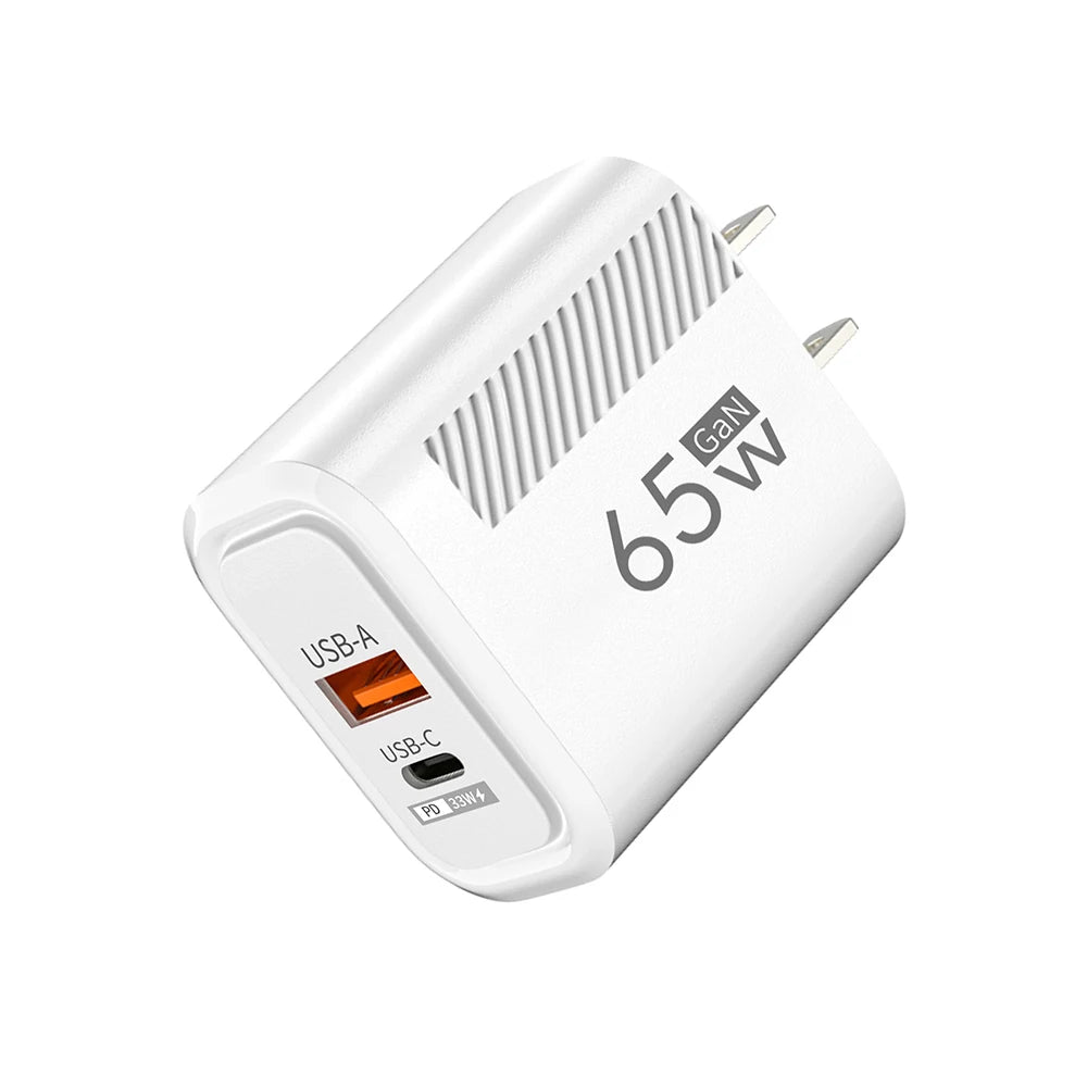 65W GaN Fast Charging USB Type C Charger US EU Plug PD 3.0 Quick