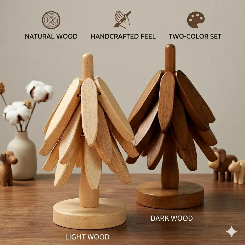 Creative Wooden Tree Folding Trivet Stand Heat Resistant Pot