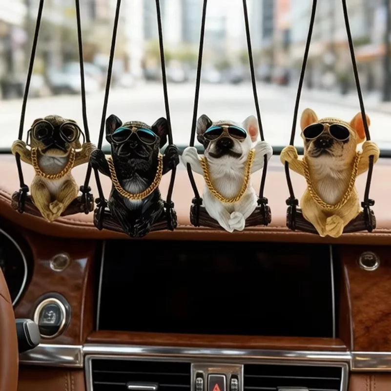 Resin Bulldog Auto Rearview Mirror Ornament Car Interior Decoration