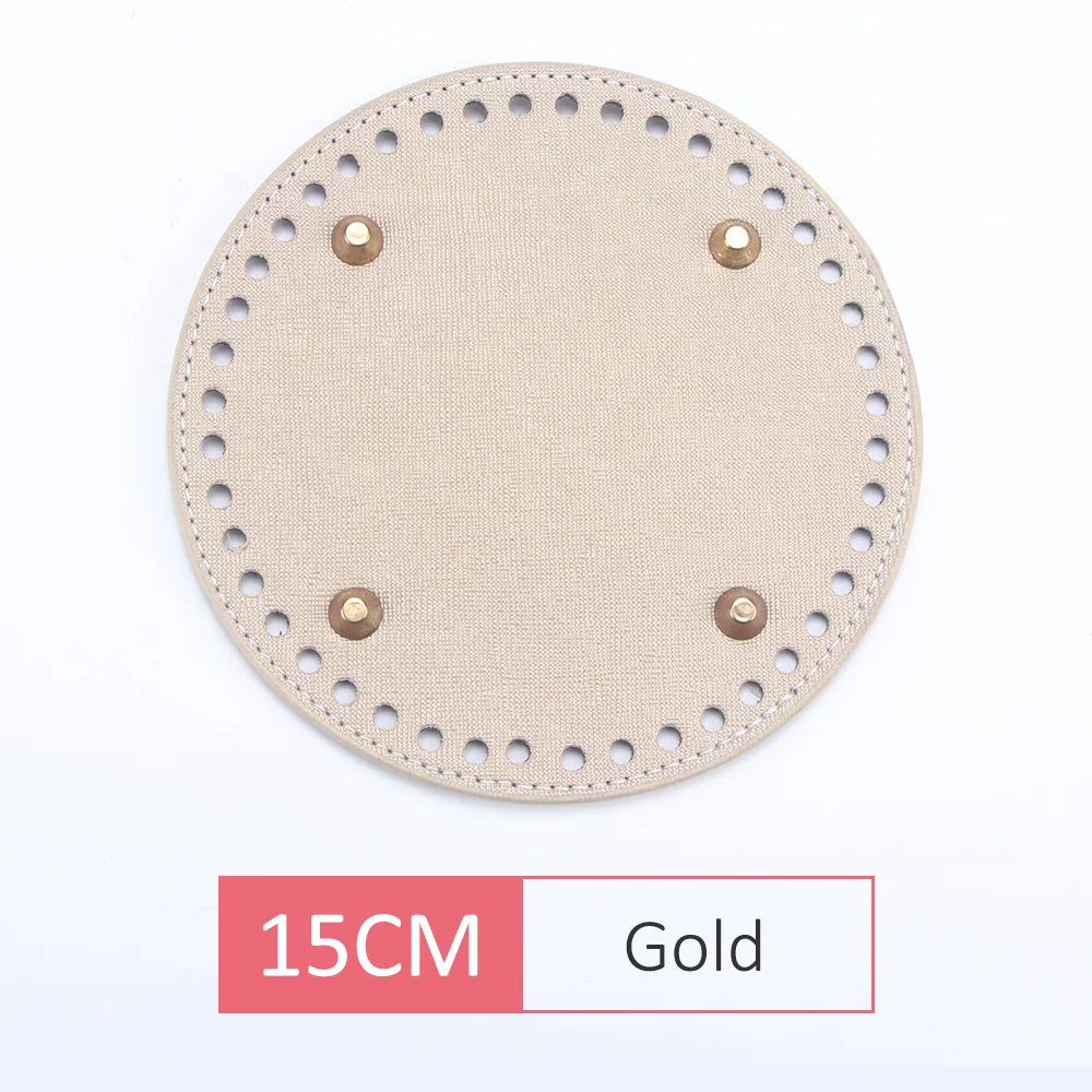 QJH 1 Pcs PU Leather Oval/Round Long Knitting Crochet Bags Bottom for Thick Yarn DIY Weaving Supplies Home Decor Purse Making