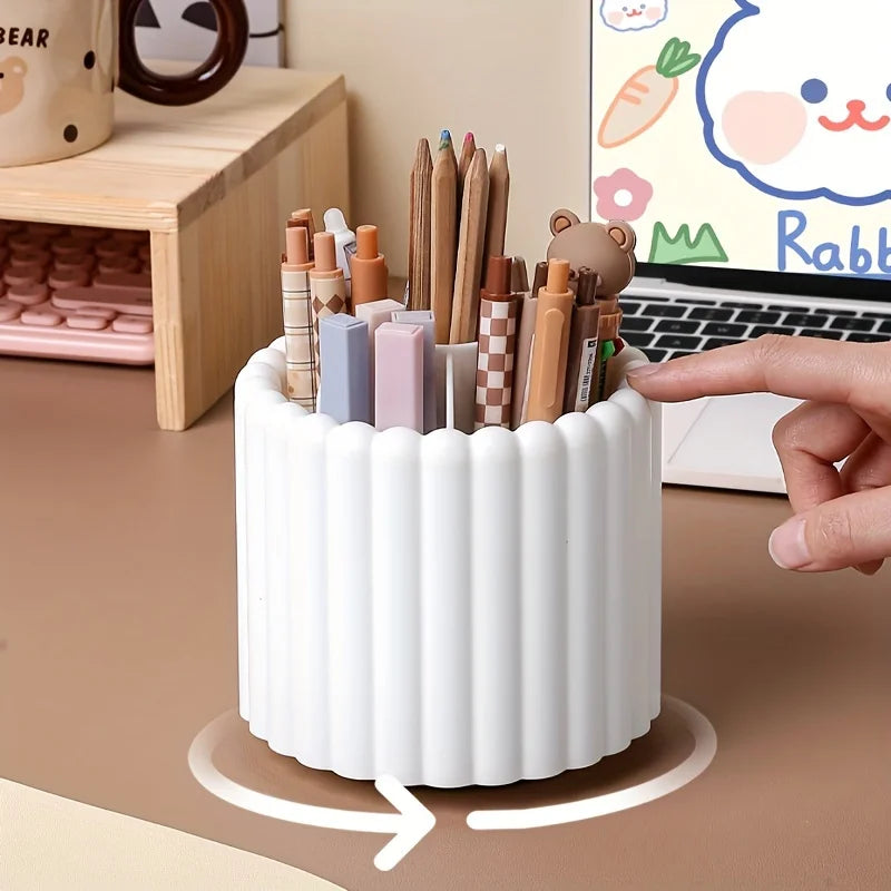 Modern Minimalist 360° Rotating Desk Organizer Pen Holder - Space-Saving, Multi-Functional Office Supplies - for Home & School