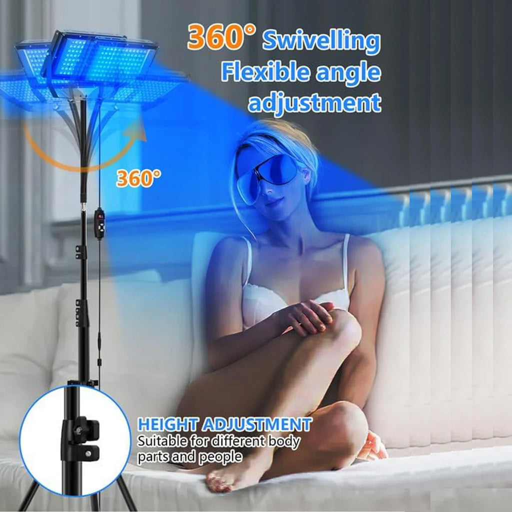 Ultraviolet Tanning Lamp 50W Tripod Solarium Lamp for Tanning Body 96PCS Blue Light Lamp Wavelength 460nm & 480nm Skin Care