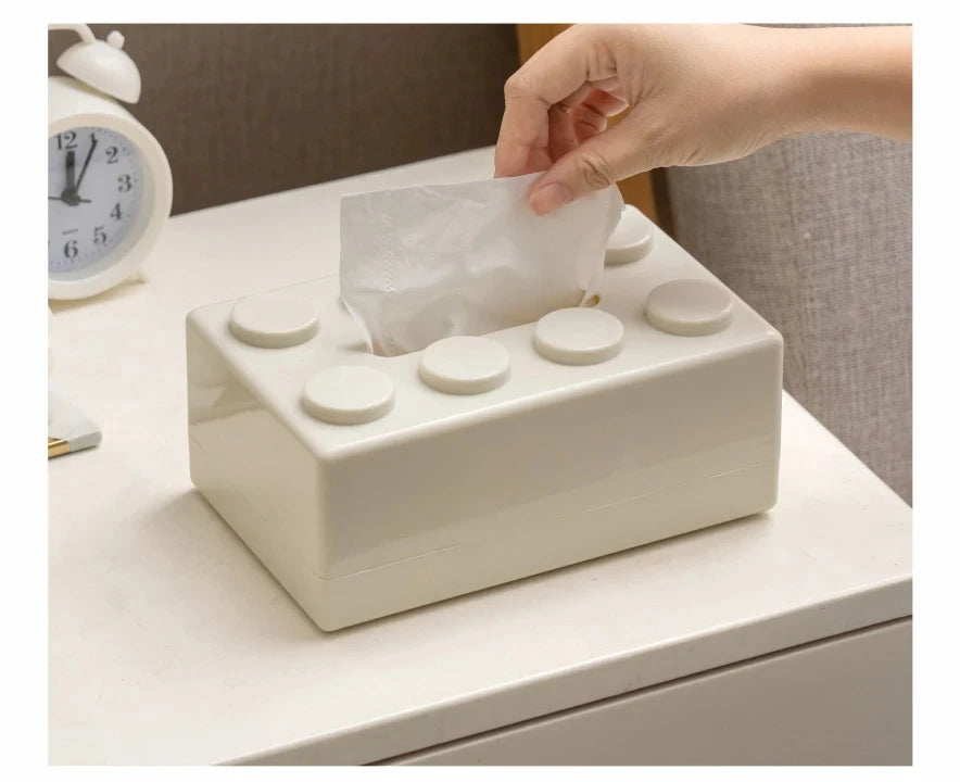 Building Blocks Tissue Box Punch-free Wall-mounted Creative Tissue Box With Spring Home Office Bathroom Waterproof Tissue Box