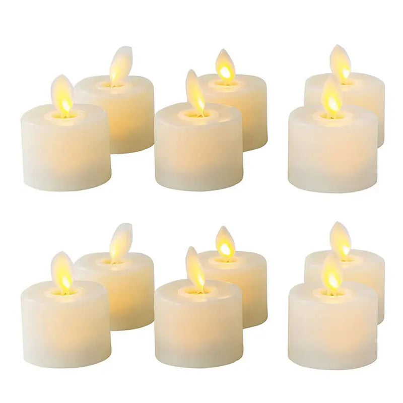3/6/12 Pieces Warm White Moving Wick LED Tea Light Candles,Decorative Church Religious Wedding Christmas Candles