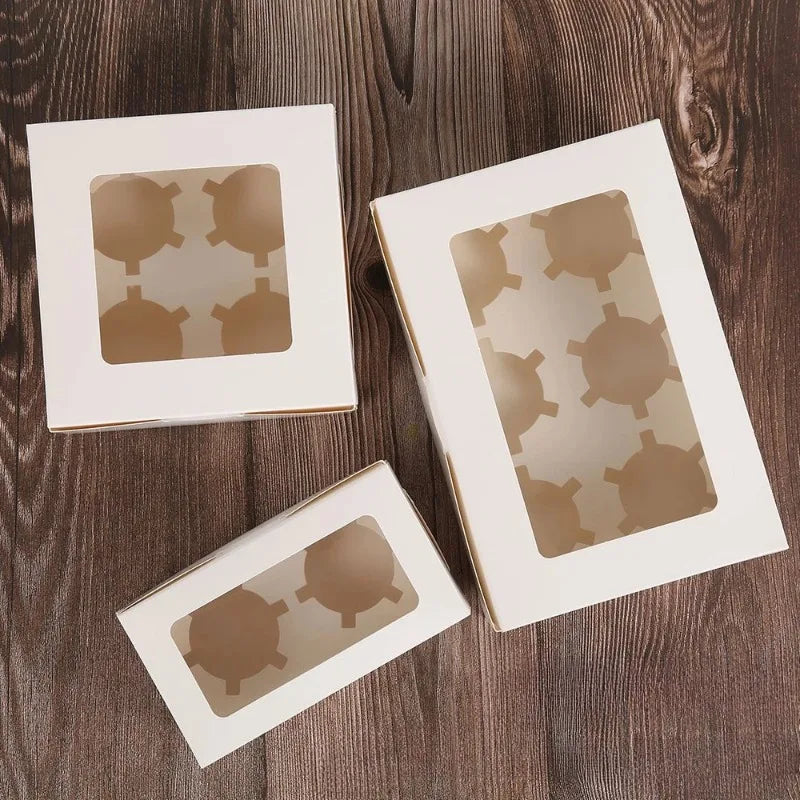 Clear Window Cupcake Boxes with Inserts Cake Holder Carrier for Holiday Parties Baking Supplies and Special Events