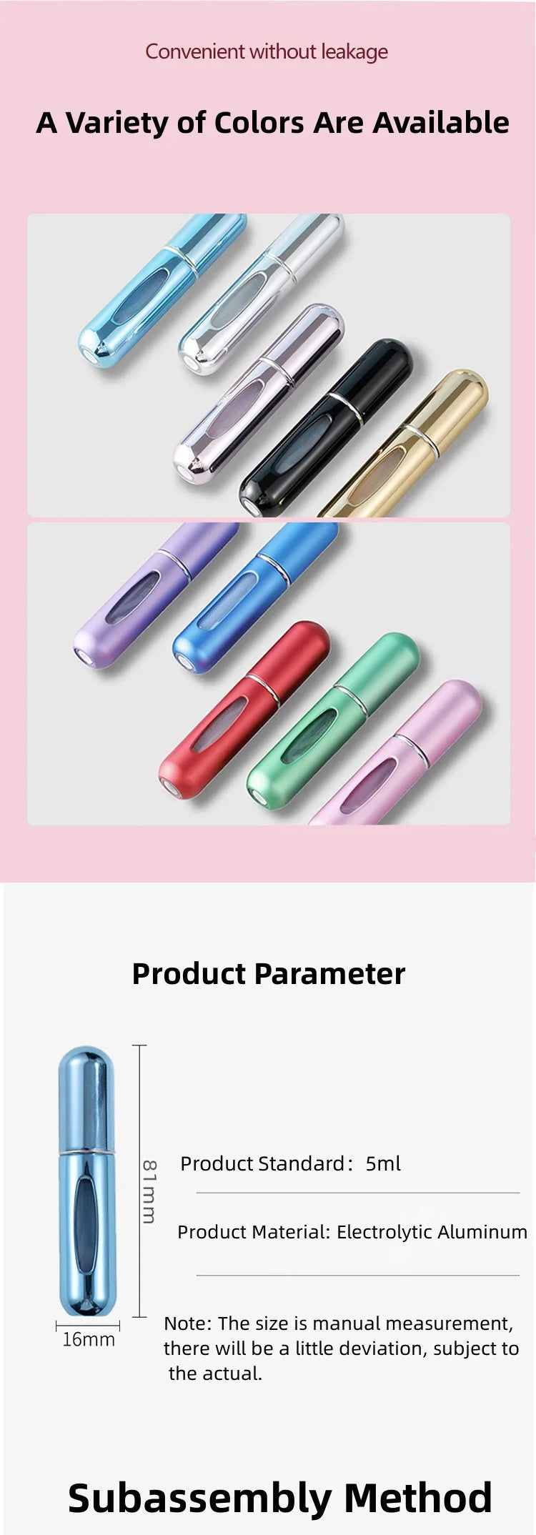 5ML Portable Travel Perfume Spray Bottle with Skin Care Tools Convenient and Easy to Carry Great for On-the-go Use and Touch-ups