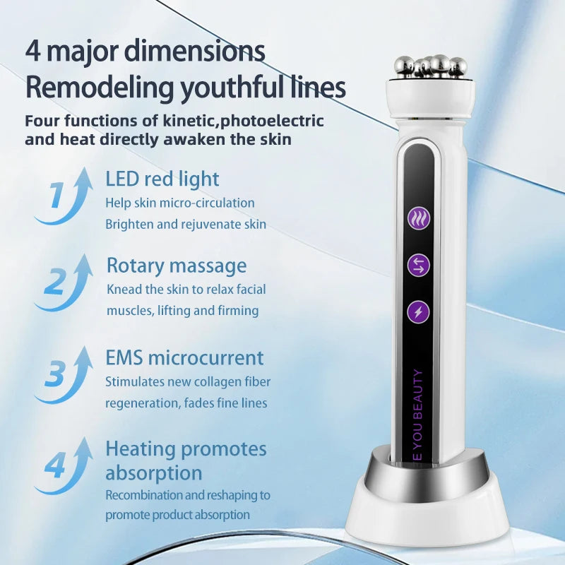 RF Facial Massage Roller EMS Face Lifting Machine Microcurrent Skin Tightening Face V-line Beauty Device Eye Roller Skin Care