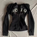New Gothic Pattern Sweatshirt Hoodie Versatile Fashion Cardigan Casual Hoodie Women Solid Color Pleated Slim Top Winter Retro