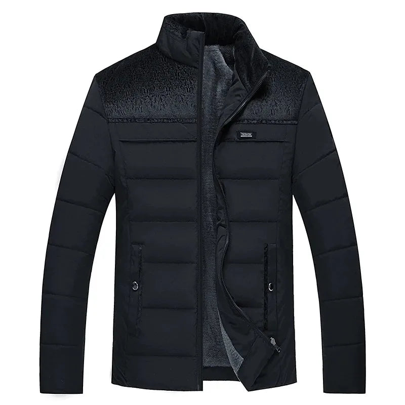 Puffer Jacket Men's Plush Thickened Parkas Stand Collar Jacket
