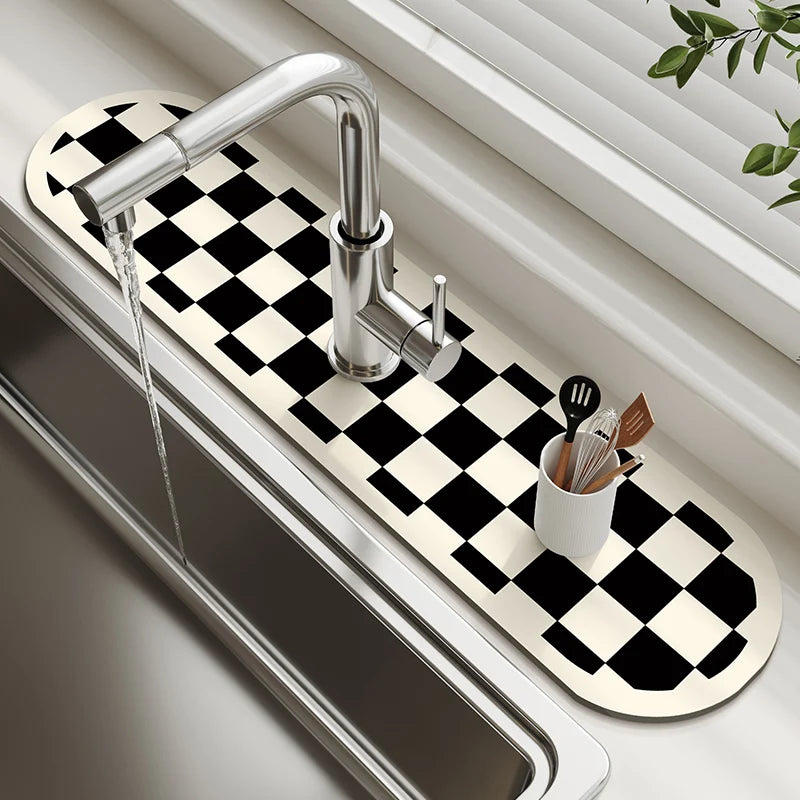 Kitchen Sink Faucet Mat Absorbent Faucet Splash Guard Drain Pad Bathroom Countertop Protector Diatomite Faucet Rug Washable
