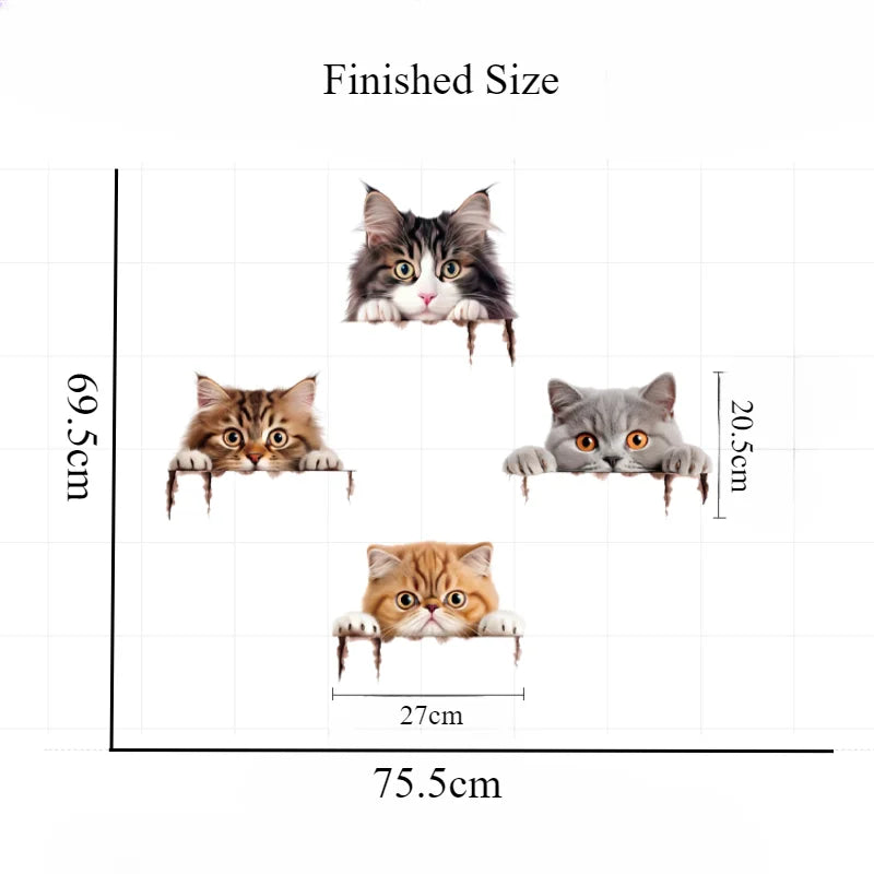 Cat Peeping Wall Stickers Living Room Children Bedroom Home Decoration DIY Cartoon Animal Wallpaper Removable Vinyl Decals