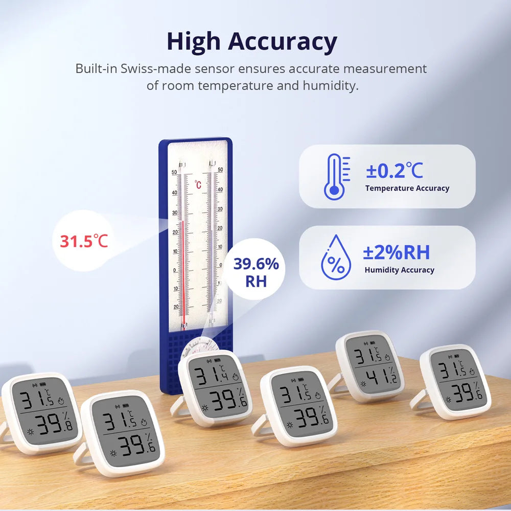 1-4PCS SONOFF SNZB-02D Zigbee LCD Digital Thermometer Smart Temperature