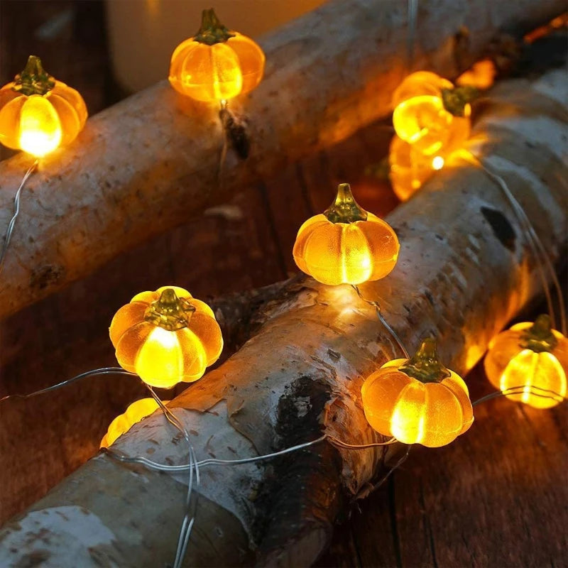 Pumpkin LED String Lights Portable 1M 10 Led Garland Happy Halloween Party Decoration for Home Bar Atmosphere Thanksgiving Decor