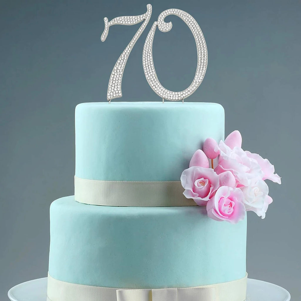 25 Cake Topper Sparkly Crystal Rhinestones Cake Topper Cake Decoration for 25th Birthday Party or or 25th Wedding Anniversary
