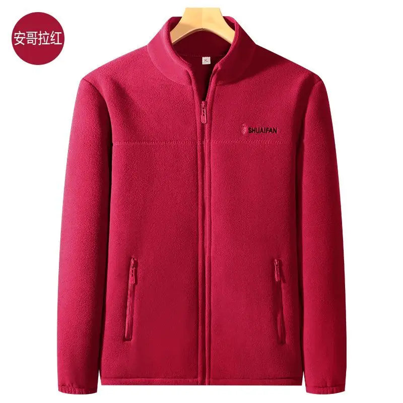 Women Thickened Fleece Winter Jacket Embroidery Zipper Thermal Plush Polar Fleece High Collar Cardigan Coats Outdoor Sweatshirt
