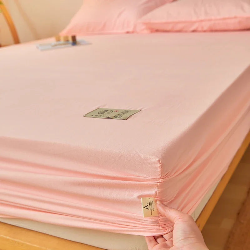 100% Cotton Mattress Covers Air-Permeable Anti-Pull Fitted Sheet No Pillowcase Elastic Bands Non Slip for Single Queen King Bed