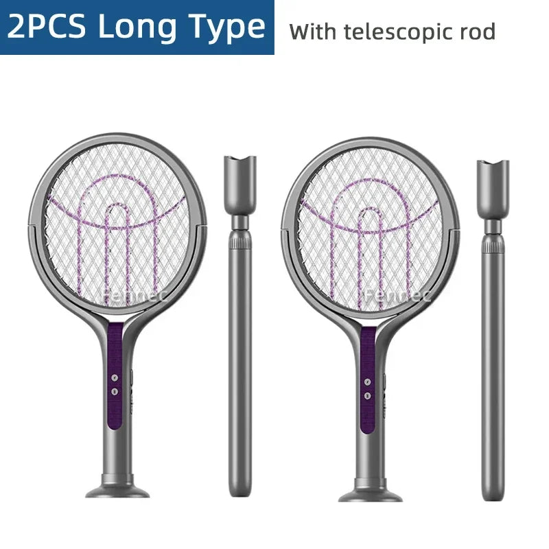 Rotating Head Electric Fly Swatter USB Rechargeable Mosquito Killer Multi Functional Electronic Flyswatter Trap Lamp for Flies