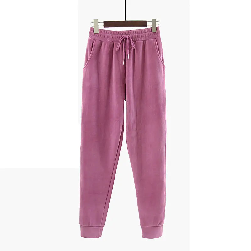 Thickened Gold Velvet Long Sleeved Hooded Sweatshirt with Lace Up Leg Ties Two Elegant Women's Pants Set Tracksuits