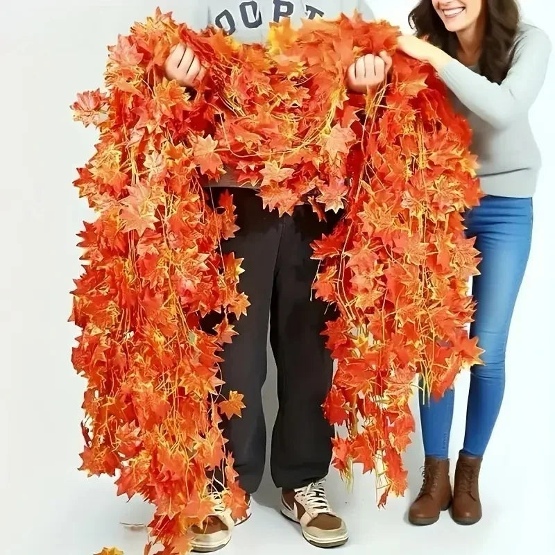 Fake Maple Leaf Garland Artificial Autumn Fall Hanging Vine