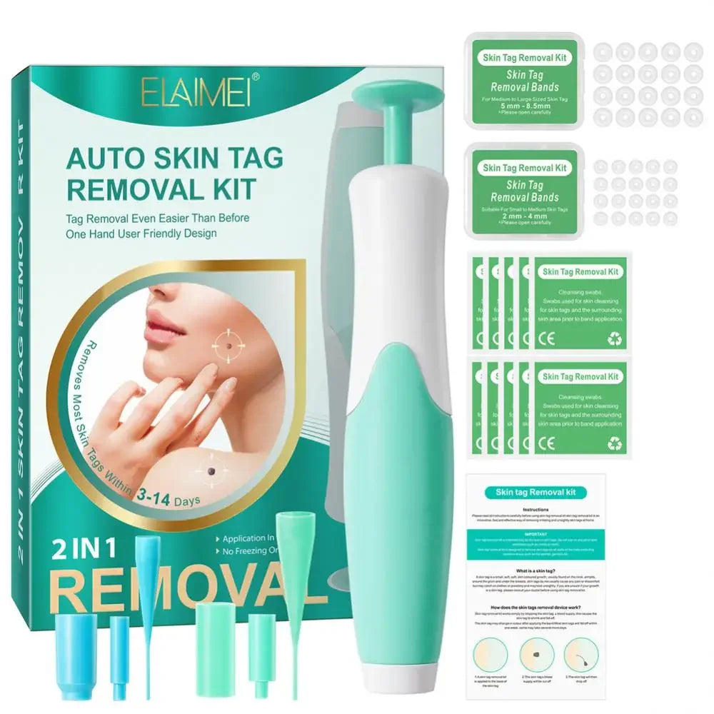 Auto Skin Tag Mole Wart Removal Face Skin Care Body Kit Painless Cleaning Tool Wart Dot Treatment for 2-8mm Beauty Health 2 In1