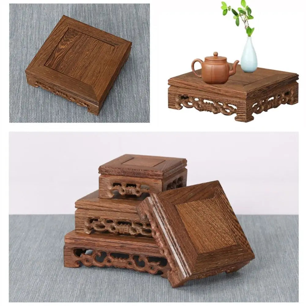 New Square Plant Stand Wooden Pot Trays Footrest Wooden Support Home Decor Flower Pot Tray Vase