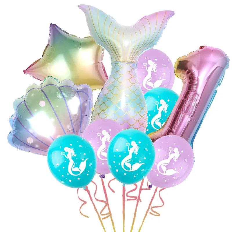 Mermaid Birthday Party Decoration Disposable Tableware Set Little Mermaid Tail Plates Girl Mermaid Party Supplies Wedding Decor