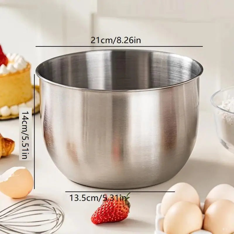 1Pc Multi-Purpose Stainless Steel Bowl - Deep Mixing Basin for Baking Cake Egg Beater Salad, Fruit Storage Kitchen Cooking Tool