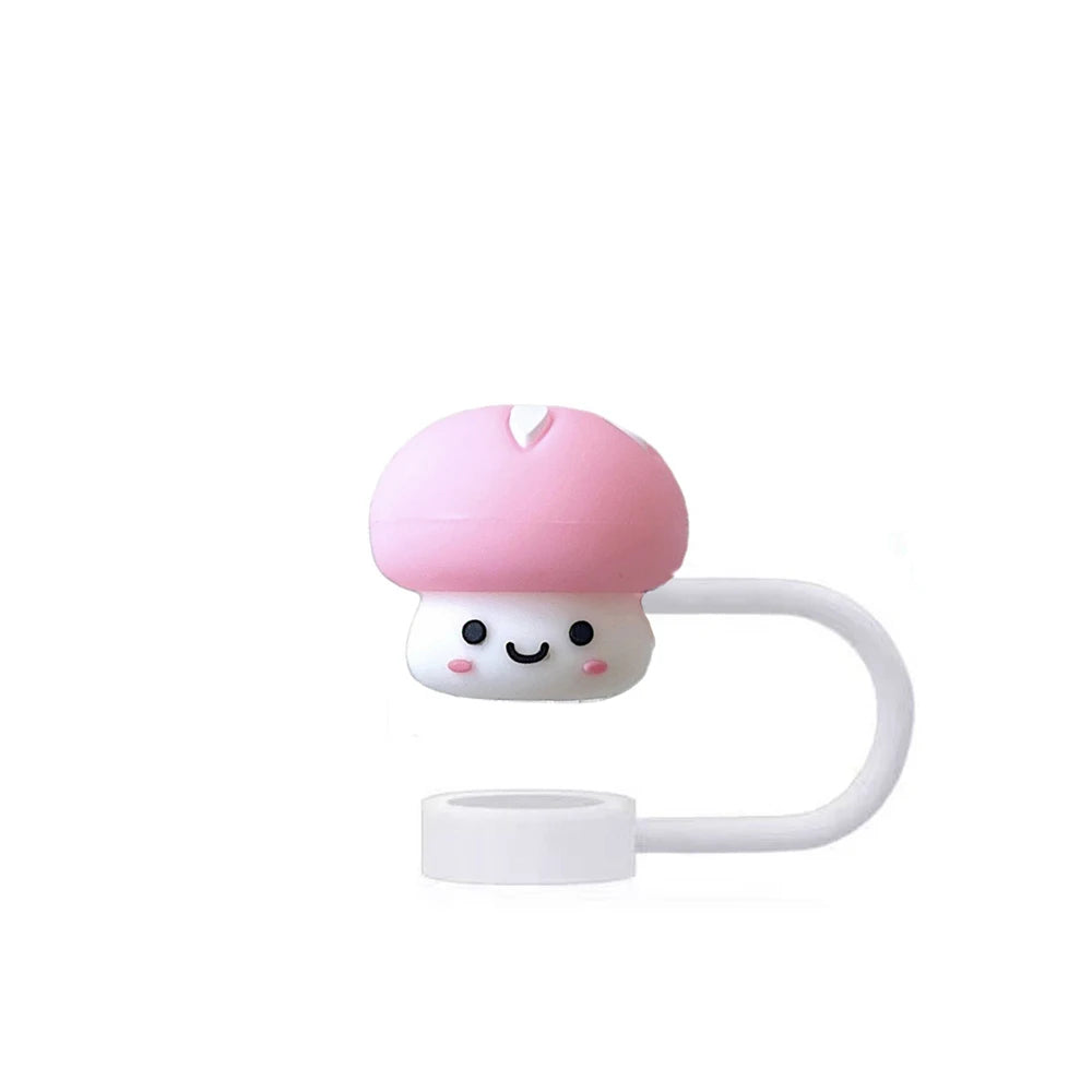 3D Cute mushroom Silicone Straw Covers For Stanley Water Glass Bottle Drinking Dust Cap Straw Tip Cover Cup Accessories For 10mm