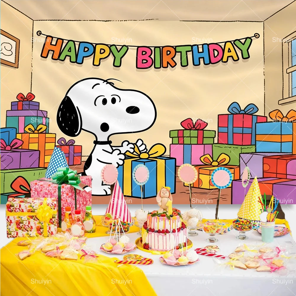 Cartoon Dog Snoopys Backdrop Kids Birthday Decorations Party Supplies