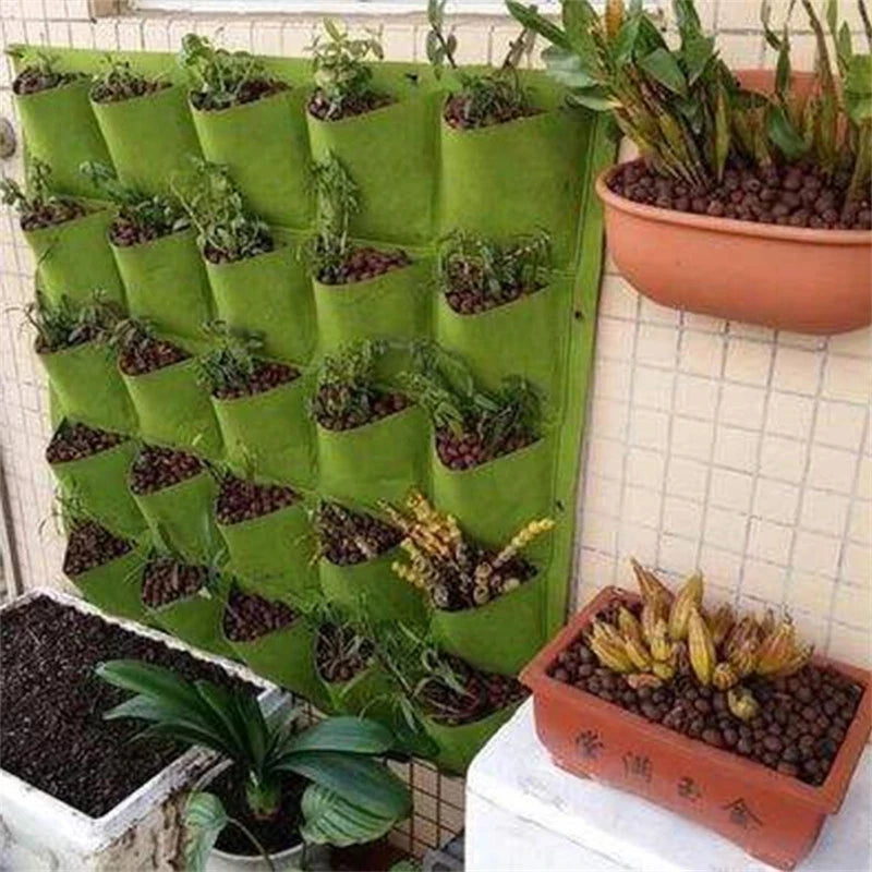 Wall Hanging Pockets Planting Bags Flower Pot Home Garden Grow Bag Garden Planter Vertical Seedling Plant Pot Home Decor Supply