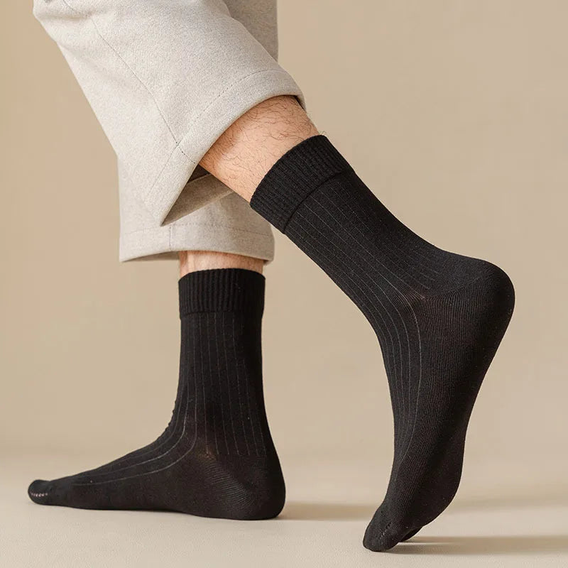 Men's 2 Toe Socks Flip Flop Sandal 2 Toe Middle Tube Socks Solid Color Striped Split Toe Socks Business Casual Cotton Socks