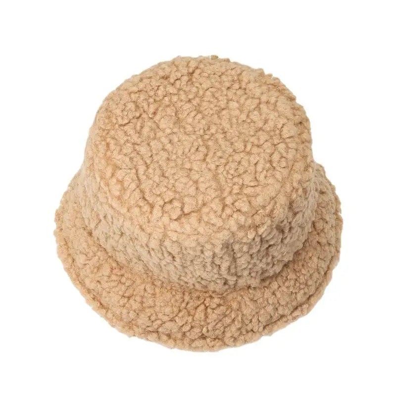Korean Fisherman Hat Pure Color Warm Embroidered Letter Beanie Plush Light Weight Cap Unisex Casual Bucket Hat