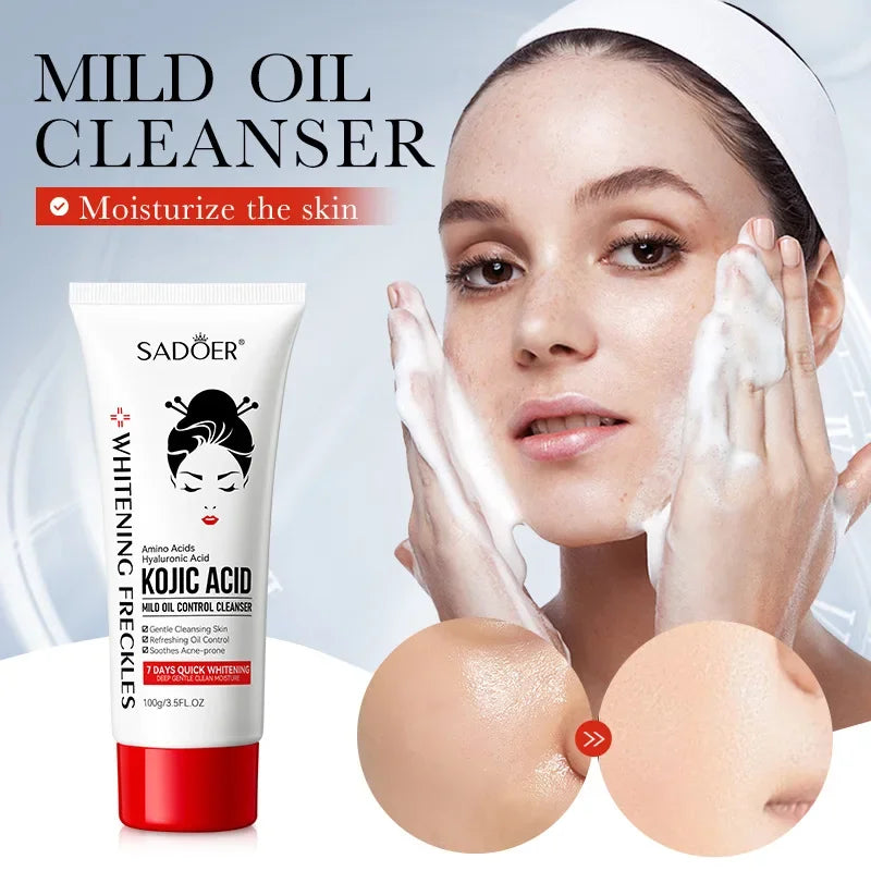 100ml Kojic Acid Skin Care Facial Wash Mild Oil Control Deep Moisturizing Cleansing and Nonirritating Face Cleanser Face Wash