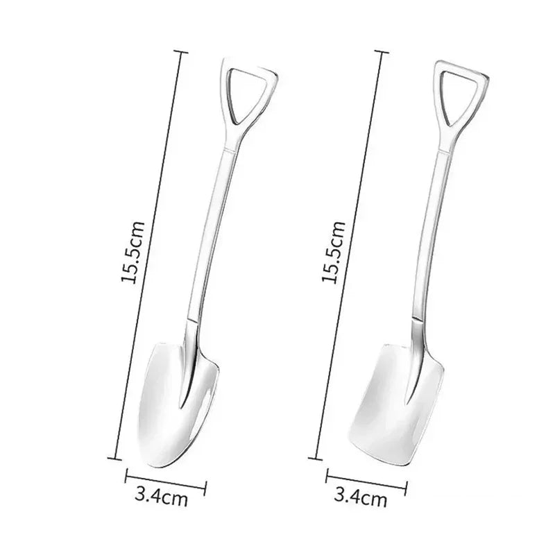 20/2x Stainless Steel Shovel Spoons Gold Silver Mini Coffee